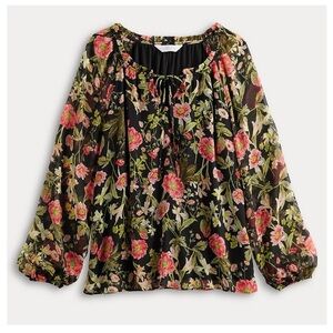 NWT Lauren Conrad Floral Black Blouse